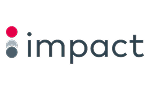 Logo with three stacked circles (red, gray, dark gray) to the left of the word "impact" in lowercase dark gray text on white background.