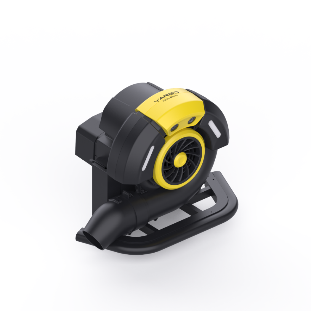 Black and yellow YARBO leaf blower with circular fan, side nozzle, and brand logo on top, set against white background.