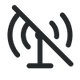 Black wireless signal icon with diagonal slash, indicating disabled or no connection.