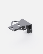 Gray metal tow hitch Y series, side view, featuring mounting holes and curved bracket design