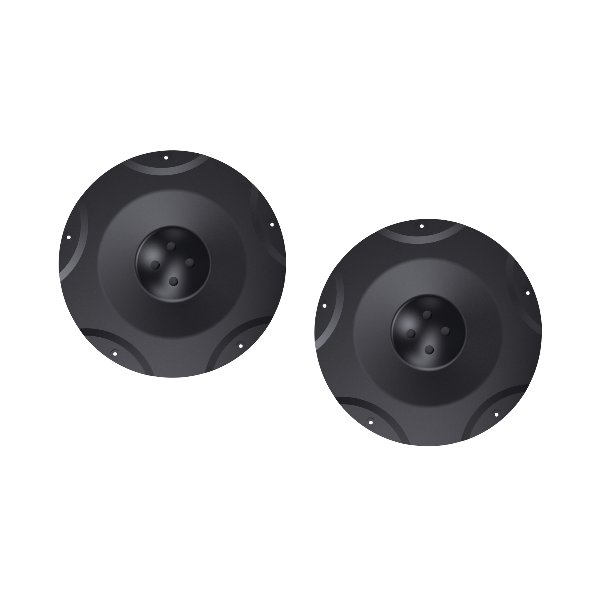 Black cutting discs with central bolt holes and peripheral mounting points, shown in top-down view, for Lawn Mower Pro Module Y Series